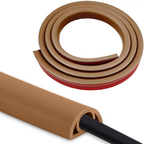 Kabelkanal Braun Selbstklebend Flexibel Kabelschutz - 2 Meter x 20mm x 10,2mm PVC Kabelabdeckung Boden, für zu Hause, Büro, Schule, Lagerraum