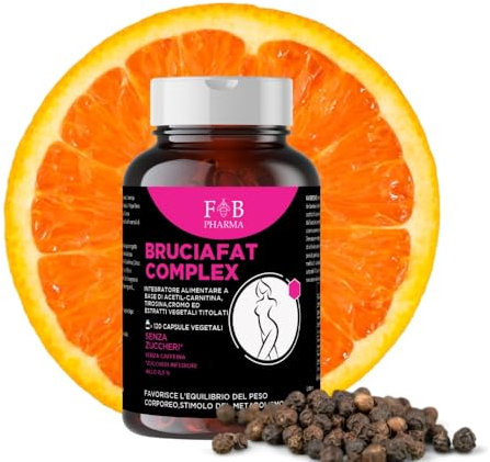 Brucia Grassi Potente e Veloce - Termogenico Dimagrante Forte Donna e Uomo - 120 Capsule | GARCINIA CAMBOGIA + L CARNITINA + FOSKOLINA + PIPER NIGRUM + CROMO PICOLINATO + ARANCIAO AMARO