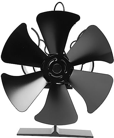 TOPPERFUN Fan termico Ventola di riscaldamento Calore ventola del bruciatore termoventilatore per stufa a legna ventilatore per Fan per bruciatori di tronchi alluminio Nero