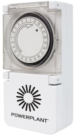 Heavy Duty Timer Plug PowerPlant – 24 Hour Segmental Timer with UK 3-Pin Plug | For Grow Lights, HID Ballast, Hydroponic, Greenhouse & Indoor Garden | 15-Minute Intervals | Dust & Moisture Cover