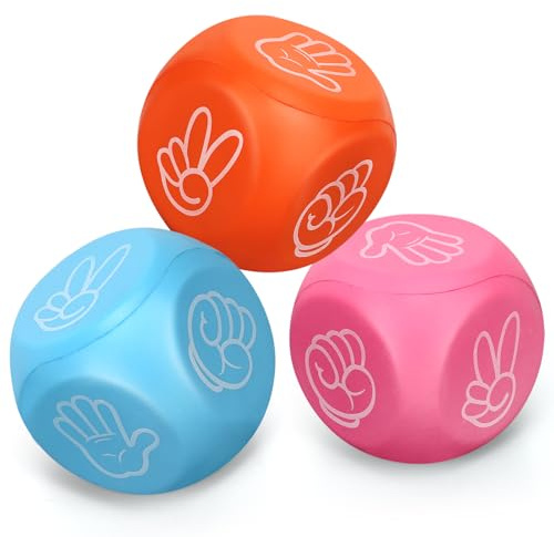 Schaumstoffwürfel-Quetschspielzeug, Fidget-Spielzeug Sensorikball für Finger-Ratespiel, Stein-Papier-Schere-Spielwürfel für Erwachsene und Kinder, Goodie-Bag-Füllung, Klassenpreis 3 Stück