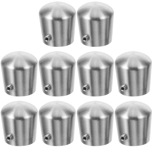 NUOBESTY Handrail End Caps 10-Pack Polished Silver Metal Tube Covers Grab Bar End Caps Banister Rail Extensions Easy Installation for Stair Parts Safety