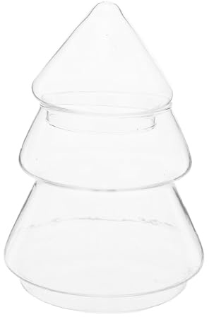 Alipis Tarro de cristal con tapa para dulces, 220 ml, con forma de árbol de Navidad, transparente, para guardar dulces, aperitivos y fiestas navideñas.
