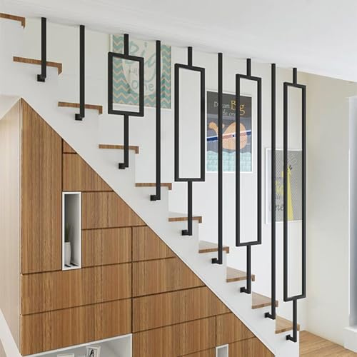 Nero a forma di L scala il - Montaggio a soffitto in metallo ferro tubo ringhiera per interni/esterni balaustra - sicuro loft villa scale sicurezza il
