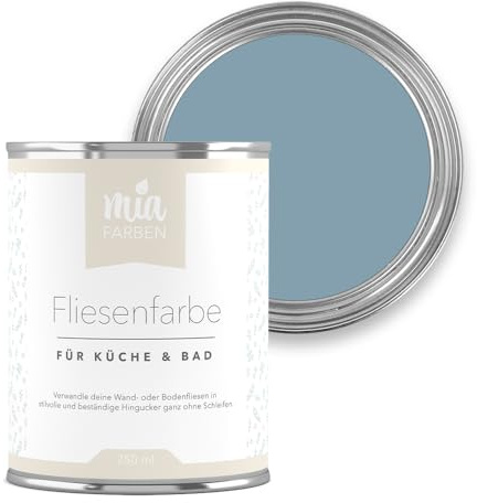 miafarben Fliesenfarbe ohne Schleifen matt 750ml (Kühle Meeresbrise) | Fliesenlack für Wand und Boden in Bad und Küche, hochdeckend, wischfest, strapazierfähig, wasserbasiert