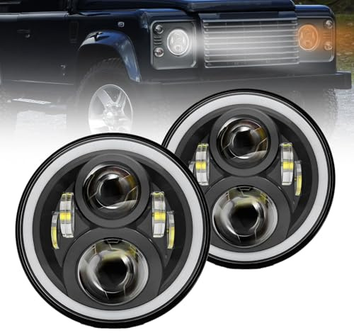 CeyKvo LED-strålkastare 17,8 cm med dagsljus och Halo samt blinkers för höga och låga strålkastare för Defender 90 110