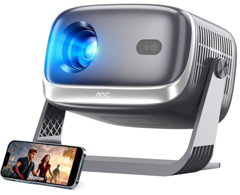 AOC 720P HD 4K Support Projector,WiFi 6 & BT 5.0 Smart Projector with 10000 lumens,Android 12,Auto Focus & Keystone Zoom,Built-in Speaker,Compatible with Smartphone/Laptop/PC & Home Theater & Outdoor