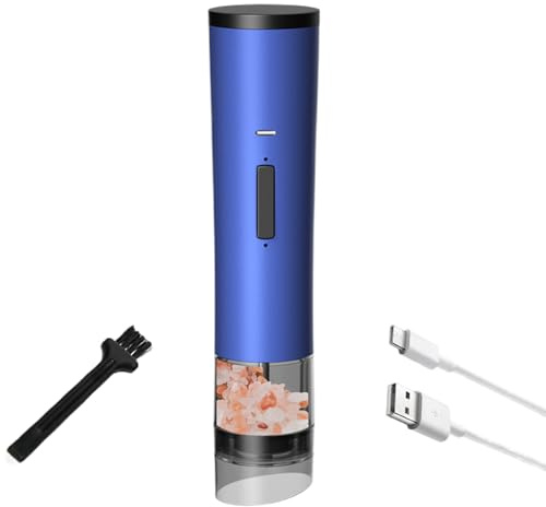 yakermur Molinillo de pimienta eléctrico portátil, molino de pimienta eléctrico | Molino de grano de carga USB | Molino de alimentación con batería incorporada de 1200 mAh, adecuado para