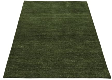 Gabbeh Teppich 100% Wolle Grün Uni Farbe 120x180 cm Handgemacht PL22