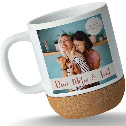 Tasse Untersetzer Kork - Eigenes Foto I Eigenes Bild - 330 ml - Weiß Matt - korkboden personalisierte druck personalized photo custom personalisiertes drucken zum selber bedrucken bedruckt
