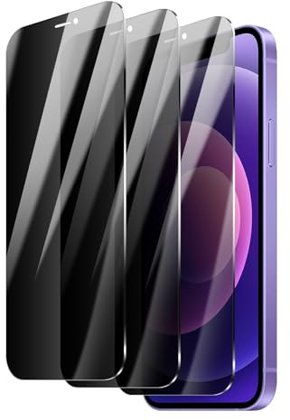 Lyootam 3 Pack for Privacy Screen Protector iPhone 12/12 Pro, Anti-Spy Tempered Glassfilm, 10H Hardness, Easy Installation, Bubble Free, Anti-Scratch