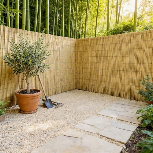 PEILU 180x300cm Schilfmatten, Natur Schilf Sichtschutz Zaun mit Kabelbinders, 2-in-1 Windschutz & Sonnenschutz Schilfrohrmatte, Dekorative Gartensichtschutz für Balkon, Terrasse, Garten