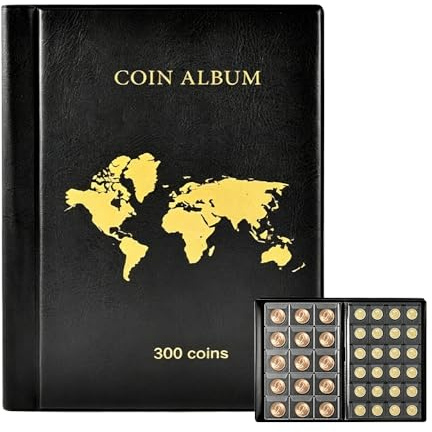 Münzen Sammelalbum, 300 Taschen Münzalbum 2 Euro Münzen Aufbewahrung, Münzsammelalbum 3.1 * 3.1 cm/4.5 * 4.5 cm, Coin Album Sammler Münzalbum für Münzens, Briefmarken, Medaillen, Abzeichen