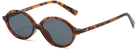 LJCZKA Gafas de Sol Ovaladas Retro para Mujer - Estilo Vintage Años 90, Montura Fina Pequeña Gafas Redondas Protección UV400