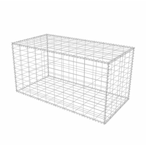 ZIRLANLV Cesta de Gaviones, Jaula de Malla de Alambre de Acero Galvanizado para Paredes de Jardín, Proyectos de Muros de Contención, Relleno de Rocas o Grava, Cubiertas Superiores (100x50x50cm)