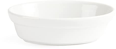 Olympia Whiteware Oval Pie Bowls 145mm Porcelain (Pack of 6), White | Vitrified body resists thermal shock; strengthened rims prevent chipping in high-volume catering environments.