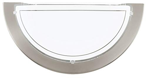 Eglo Wall lamp Planet 1, semi-Circular Indoor Light Fixture, Living Room and Hallway Lighting, Metal and Glass, Silver, White, E27 Socket