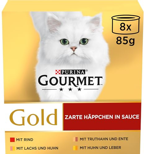 Gourmet Gold Les Noisettes 8 X 85 g Sachets Repas pour Chat Adulte - Lot de 12