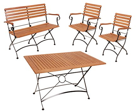 Gravidus 4-teilige Sitzgruppe mit Tisch, Klappstuhl und Klappbank