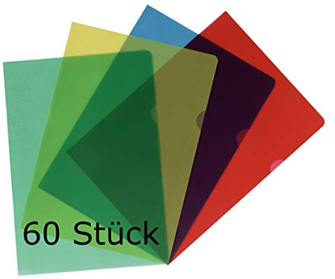 Herlitz 10843746 Aktenhülle A4 Standard, PP, 0,11 mm, transparent glasklar 100er Packung (A4, genarbt farbig sortiert, 3)