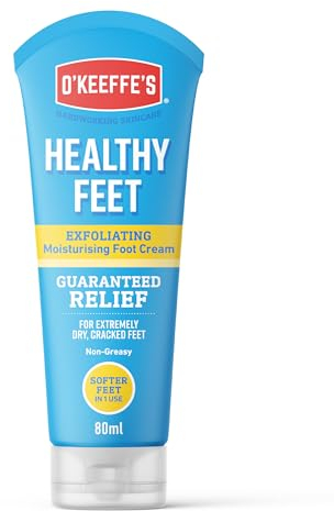O'Keeffe's Healthy Feet Exfoliating Tube, 80ml – Foot Cream for Very Dry Skin, Cracked Heels and Feet | Softer Feet In One Use
