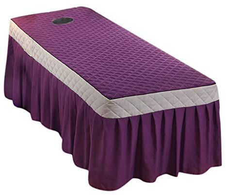 Tubayia Massageliege Bettlaken Bettbezug Auflage mit Gesichts Loch für Beauty Salon Massage Spa (Lila)