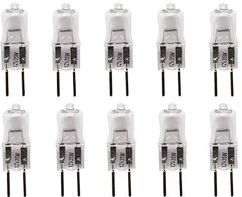 35W Halogen Bulbs G5.3 35 Watt G5.3 12V 35W Halogen Bulbs JC Bi-Pin Base Light 35 Watt 12 Volt Halogen Lamp for Home Lighting,Clear Glass Lens,Warm White 2700K,10 Pack