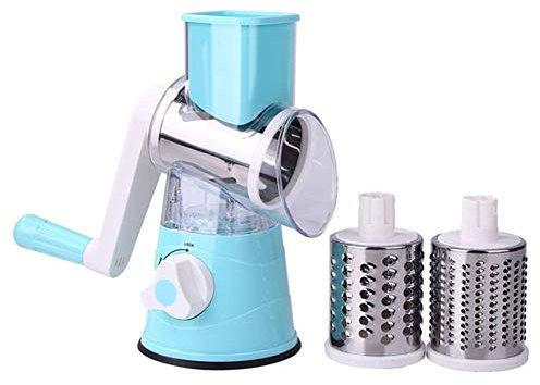 LTLCLZ Trancheur De Légumes Machine à Couper Les Fruits Et Légumes Multifonctions Râpe à Fromage à Tambour Rotatif Vec 3 Ronds INOX Lames Cutter Fruits Rape Fromage,Sapphire Blue