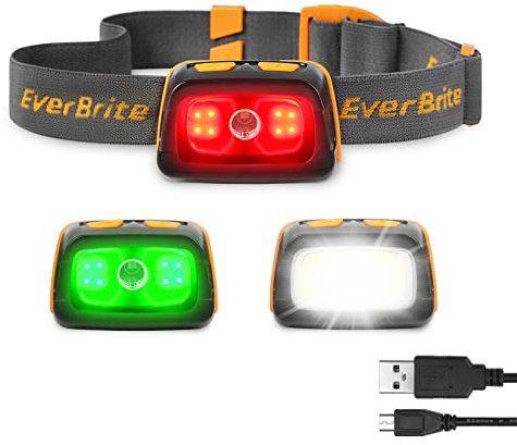 EverBrite 350LM Rechargeable Headlamp with Red White Green Light