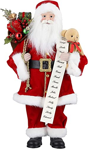 Uten Christmas Santa Claus Standing Figure With Gift Bag and Bear 17 Inch Santa Claus Figure Christmas Ornaments Home Decoration