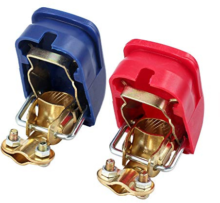 1 Paar Auto Batterie Schnellklemmen Schnellverschluss 12V Rot Blau | Batterieklemme Batteriepolklemmen Polklemmen Batterieklemmen Set für Auto Motorrad Truck Boot