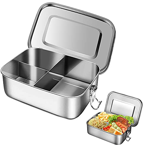 WEIWUXIAN Auslaufsicher Lunchbox, Edelstahl Brotdose, Auslaufsicher Frischhaltedose, Einfachzu Säubern Lunchbox, Vesperdose, Für Dishwasher Safe Für Kinder Und Erwachsene (1L)