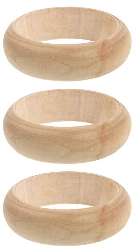 3 Stück unlackierte Holz-Armreifen, natürliches, glattes, unlackiertes Holz, Kreise, handgefertigte Holzringe, runde natürliche Holzringe, Kreise, Armband für Schmuckherstellung