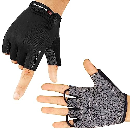 WESTWOOD FOX Fahrradhandschuhe Für Männer Halbfinger-Handschuheu rutschfest Nicht Atmungsaktiv Stoßdämpfend Mountainbike-Handschuhes Männers Frauen MTB-Handschuhe Unisex