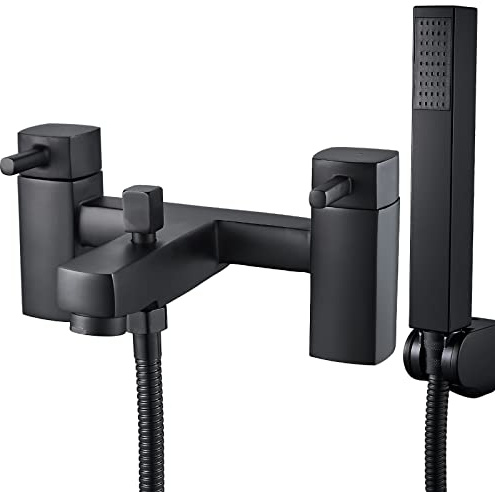 Bath Mixer Taps, NewEast Black Bathroom Shower Mixer Tap, Square Tub Tap Bath Filler Tap