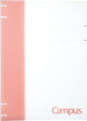Kokuyo Campus Nachfüllbares Notizbuch, A4, 2 x 2, schmales Ringbuch, Notizbuch mit anpassbarer Titelseite, 40 Blatt Kapazität. Geeignet für lose Blätter mit 30 Löchern, rosa (RU-NP174P)