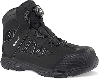 Rock Fall Ohm Black Electrical Hazard Steel Toe Cap Black Boot, Water Repellent Safety Boots, SRC Slip Rated Work, Protective Midsole and Non-Metallic UK 10.5