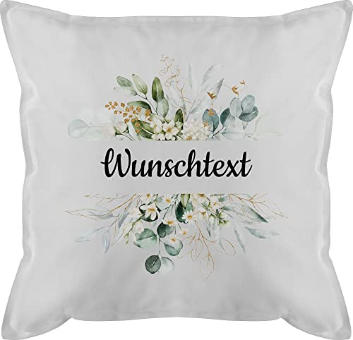 Kissen 50x50 - Aufdruck selbst gestalten - Wunschtext Text I eigener Text - 50 x 50 cm - Weiß - bedrucken lassen muttertagskissen personalisierte blumen männerkissen schrift personalized pillow