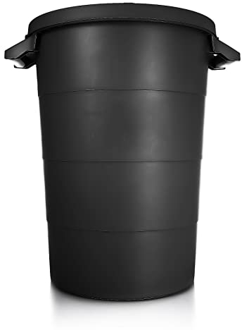 BigDean 2X wetterfeste Universaltonne mit Deckel und 2 stabilen Tragegriffen 80 Liter SCHWARZ - Regentonne Mülleimer - Indoor und Outdoor geeignet - Made in Europe