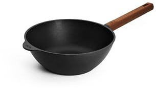 Woll – Eco Logic QXR Wok- und Rührpfanne Ø 24 cm mit festem Holzstiel – PFAS-freie Diamond-QXR Antihaft-Wokpfanne aus Aluminium – Induktionspfanne – kleiner Wok, Schwarz