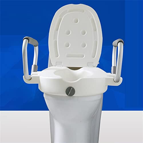 Erhöhter Toilettensitz mit Griffen und Deckel, 330 Pfund erhöhter Toilettensitz für Erwachsene, Senioren, ältere Menschen, Behinderte, Behinderte