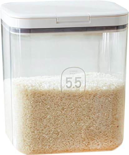 ANMOO 5.5L Deep Clear Airtight Rice Storage Container, Grain Cereal Bin | BPA-Free Plastic Press-to-Open Stackable Food Storage, Rice Dispenser for Kitchen Pantry,Household For Flour and Dry Food