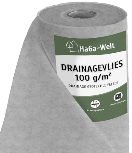 HaGa Non-tissé de Drainage 100g/m² en 1m x 100m comme Non-tissé de Drainage, Non-tissé pour bac à Sable, géo-Non-tissé, Non-tissé de séparation pour Le Jardinage et sous Les pavés
