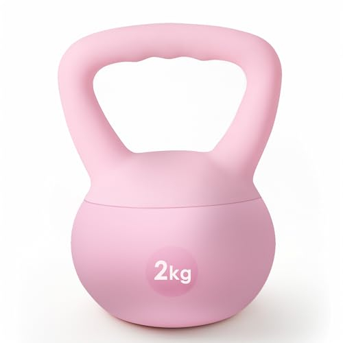 soges Kettlebell Kugelhantel aus weichem PVC, Schwunghantel Kugelgewicht gefüllt mit Eisensand, mit rutschfestem Griff, Krafttraining und Fitness, Training zu Hause und im Fitnessstudio, 2 kg