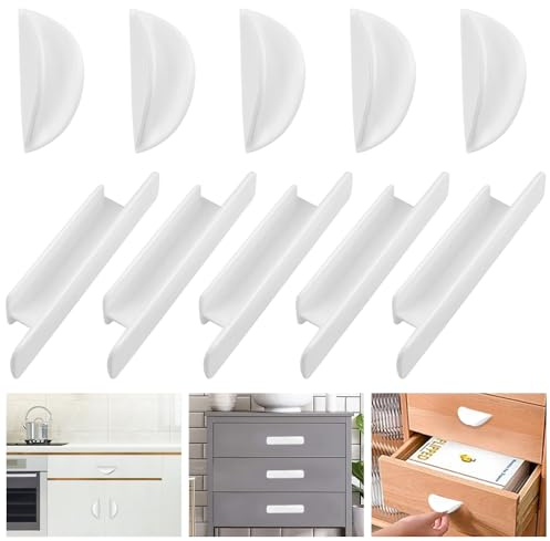 HEKOBAG 10 Stk Balkontürgriff Außen zum Kleben Türgriff Schrankgriffe Selbstklebend Ziehgriff Balkontür ohne Bohren Terassentürgriff Balkon Griff Kleben Möbelgriff mit Aufkleber für Glastür (Weiß)