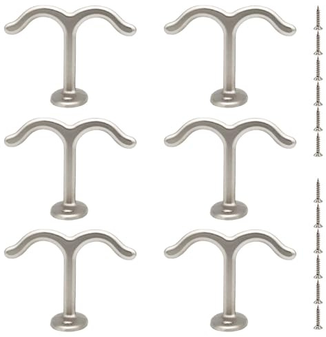 PIYYQNY Appendini Da Muro 6 Pezzi Gancio Da Soffitto Doppio Gancio In Metallo Gancio Da Parete Adatto Per Armadi Armadi Camere Da Letto Per Appendere Cappotti Asciugamani Cappelli(Bianco 77 * 55mm)