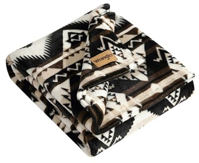 Wrangler - Sherpa Throw Blanket for Couch 50x60, Ultra Soft Plush Fleece Blanket, Americana Decor, Lightweight Warm Cozy Throw, Perfect for Sofa, Bed, Living Room (Jesse Brown)