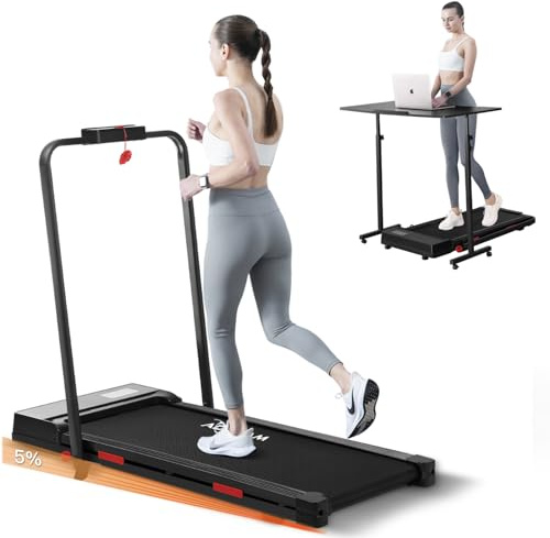 Walking Pad Treadmill with Incline, ADREAM Foldable Under Desk Treadmill, Portable Walking Running Machine with Remote Control and LED Display (Black Red)