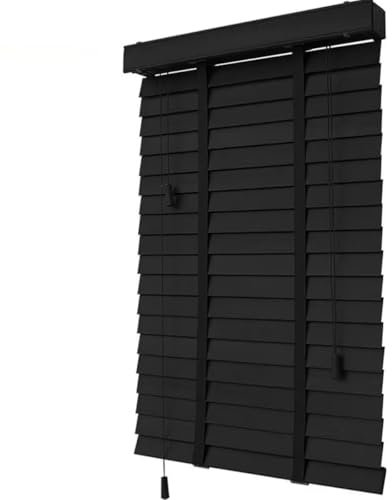 generisch Holzjalousien Jalousie Schwarz Echtholz Jalousette Für Fenster W 30 45 60 75 90 100 115 130 145 160cm Horizontale Jalousien 50 mm Lamellen Wand- und Deckenmontage(45W x 130cm H)