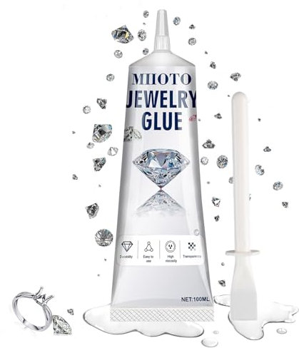 Miioto Colla per Gioielli 100ml, Colla Multiuso Gioielli per Incollare Colla Artigianale Trasparente | Colla Decorativa per Pietra